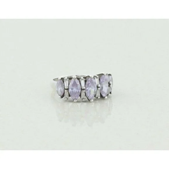 Sterling Silver Purple and White CZ Ring Size 7 1/4 - Picture 4 of 8